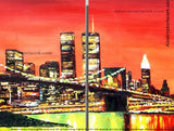 New York Bridge Art Painting - 64x32in