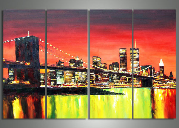 New York Bridge Art Painting - 64x32in