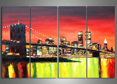 New York Bridge Art Painting - 64x32in