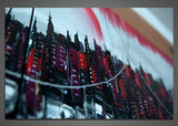 Red Architecture Painting Canvas 1016 -  63x33in
