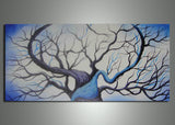 Small Blue Love Tree Painting 219s - 32x16in