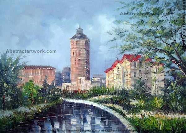 San Antonio Cityscape Painting 40x30in